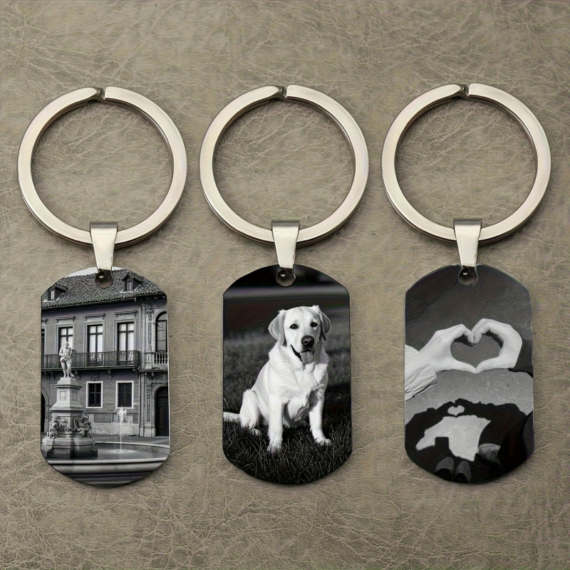 Initial Ring Custom - Porte-clés photo personnalisé, porte-clés en métal