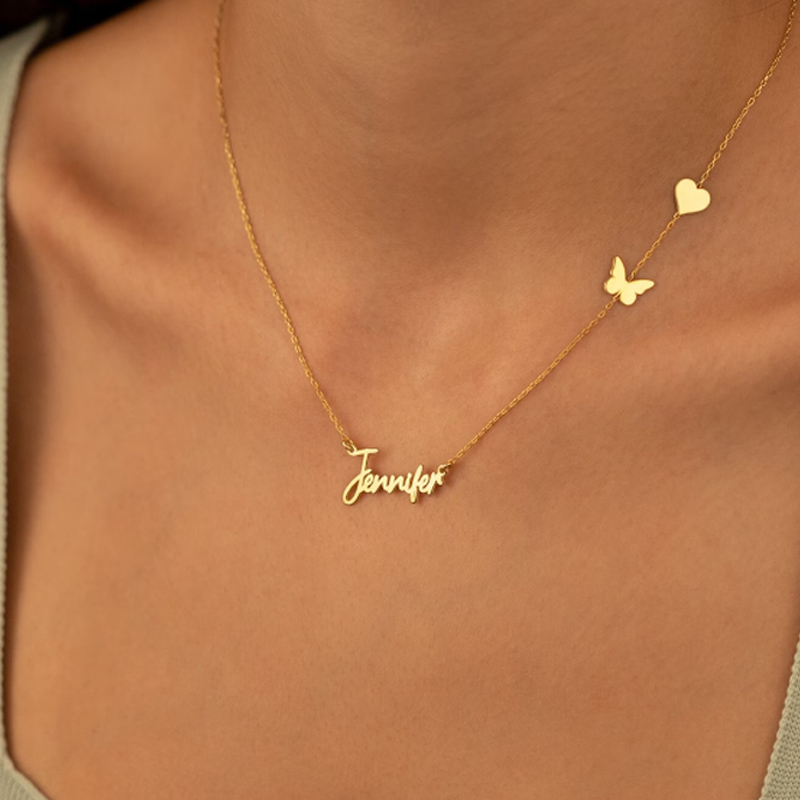 Birth Flower Necklace - Colliers personnalisés avec nom en forme