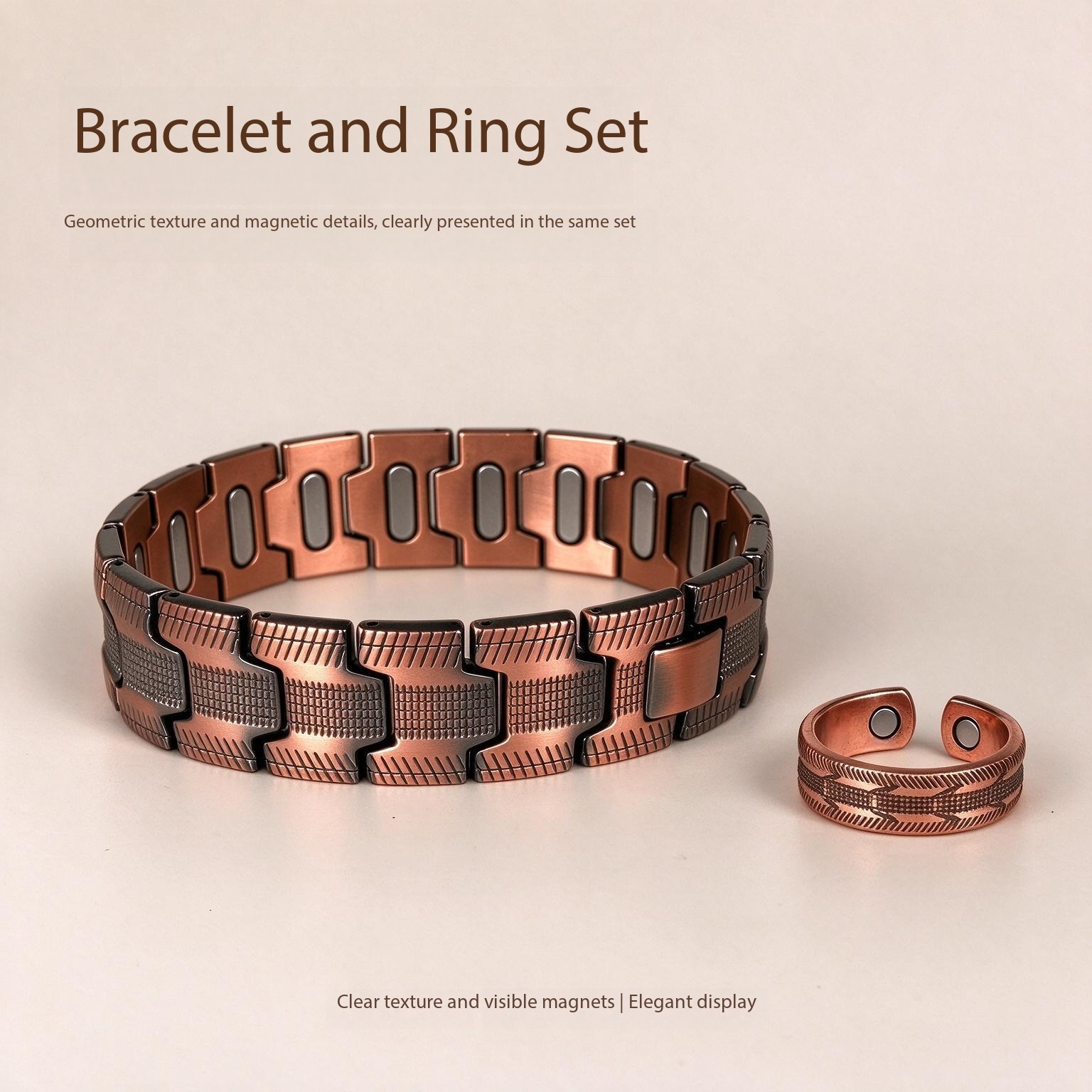 Coordinates Bracelet - Ensemble de bijoux à motifs sculptés