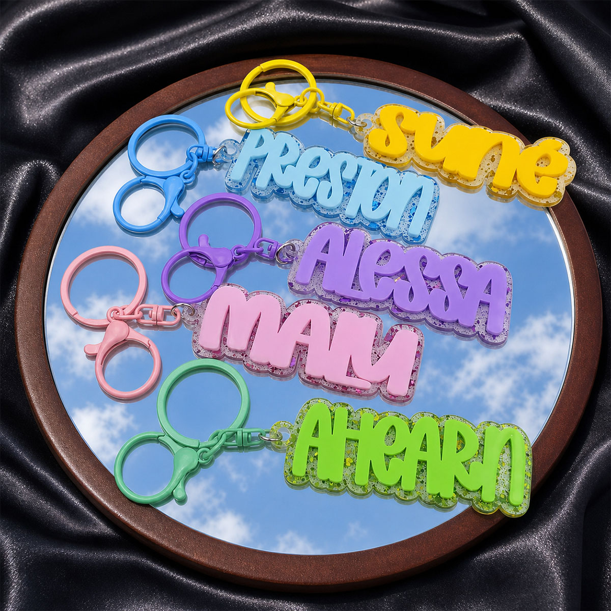 Initial Ring Custom - Porte-clés personnalisé en acrylique avec nom,