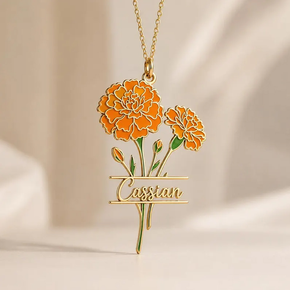 Collier personnalisé avec nom  - Birth Flower Necklace avis et prix